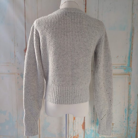 Kendall & Kylie long sleeve crew neck grommet tie detailed knit sweater/M/gray - Picture 5 of 9